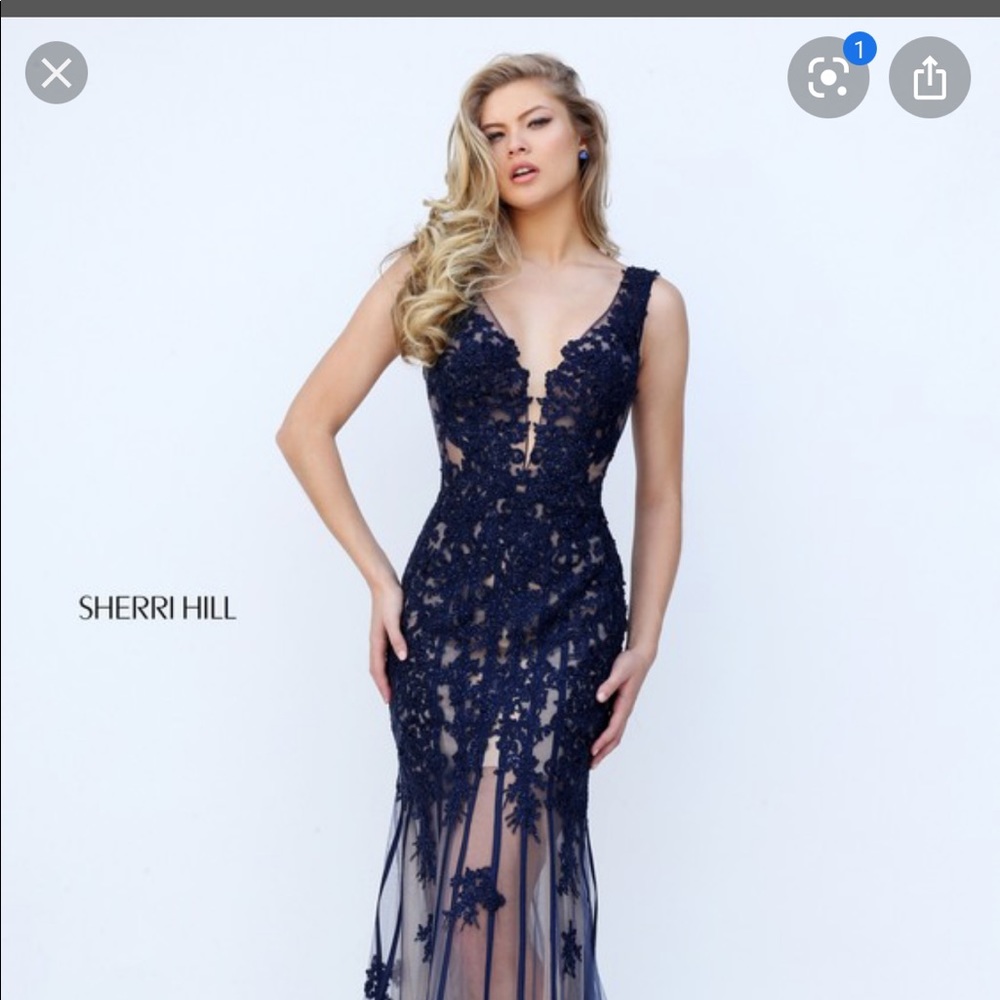 Sherri Hill Blue Lace Dress